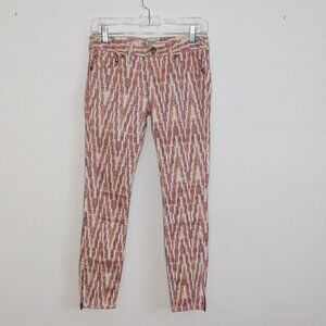Free People Pattern Skinny Pants Ankle Zipper